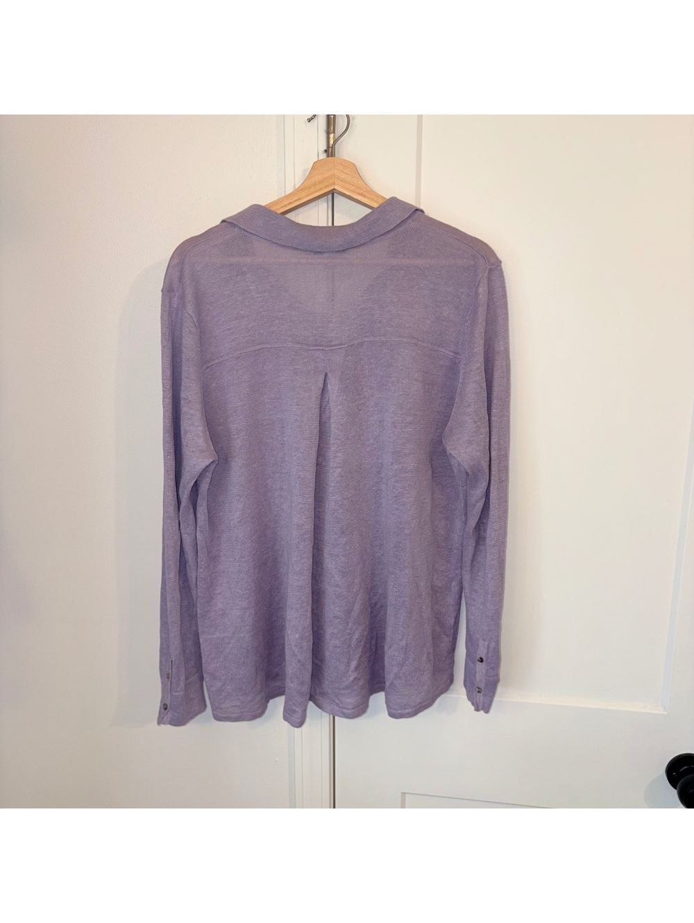 Belford $228 100% linen Woman’s XL Labender collared V neck sweater size XL - Picture 4 of 7
